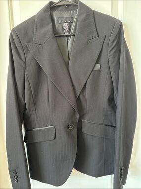 attention Black Pinstripe Tailored Blazer